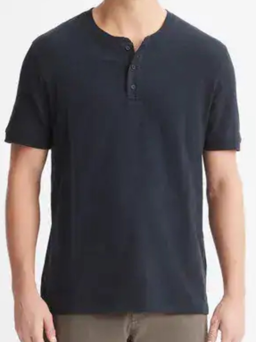 Vince Blue Slub Cotton Short Sleeve Henley Shirt Large